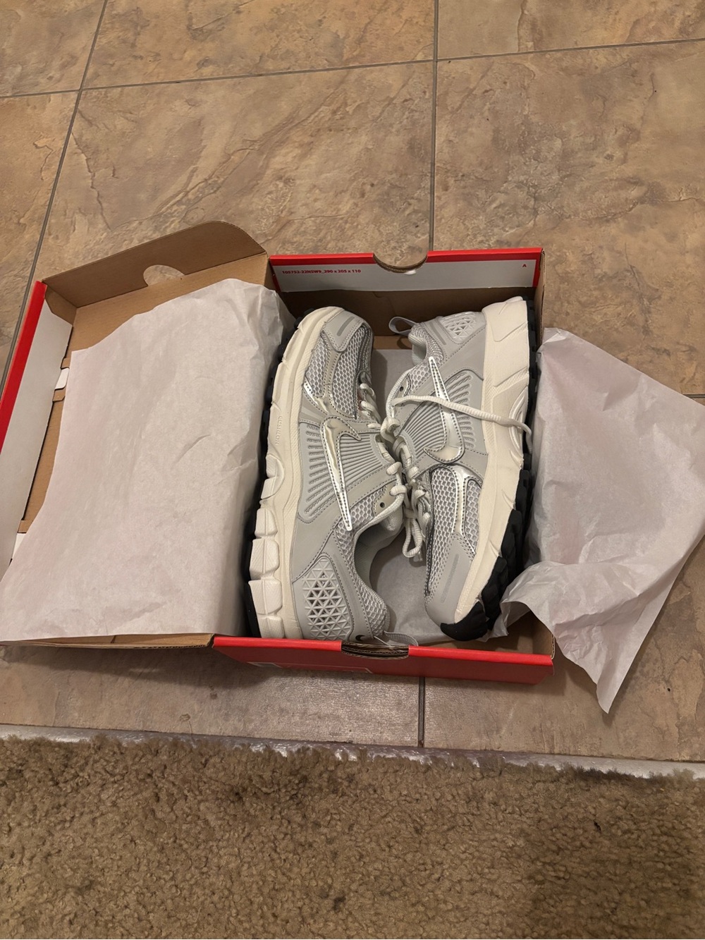 Nike Kids Light Gray, White, and Black Athletic Sneakers